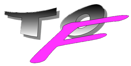 Originales TF-Logo in Metallgrau und Magenta